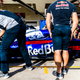 Hartley’s car getting rolled through the pits after a trip to the scrutineering garage.